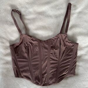 Gilly Hicks Hollister Brown Cropped Corset Top